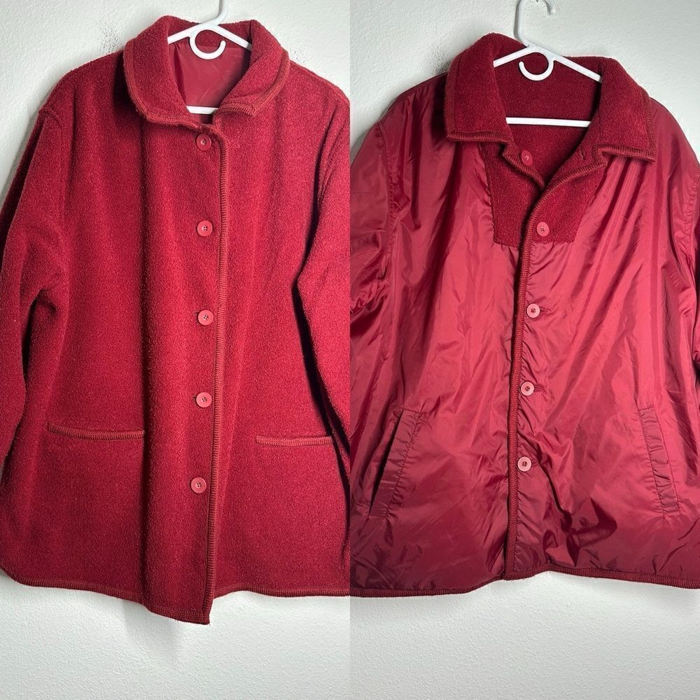 Rare Vintage Outbrook Red Double-sided Women's Buttoned Blazer Jacket Sz 2X